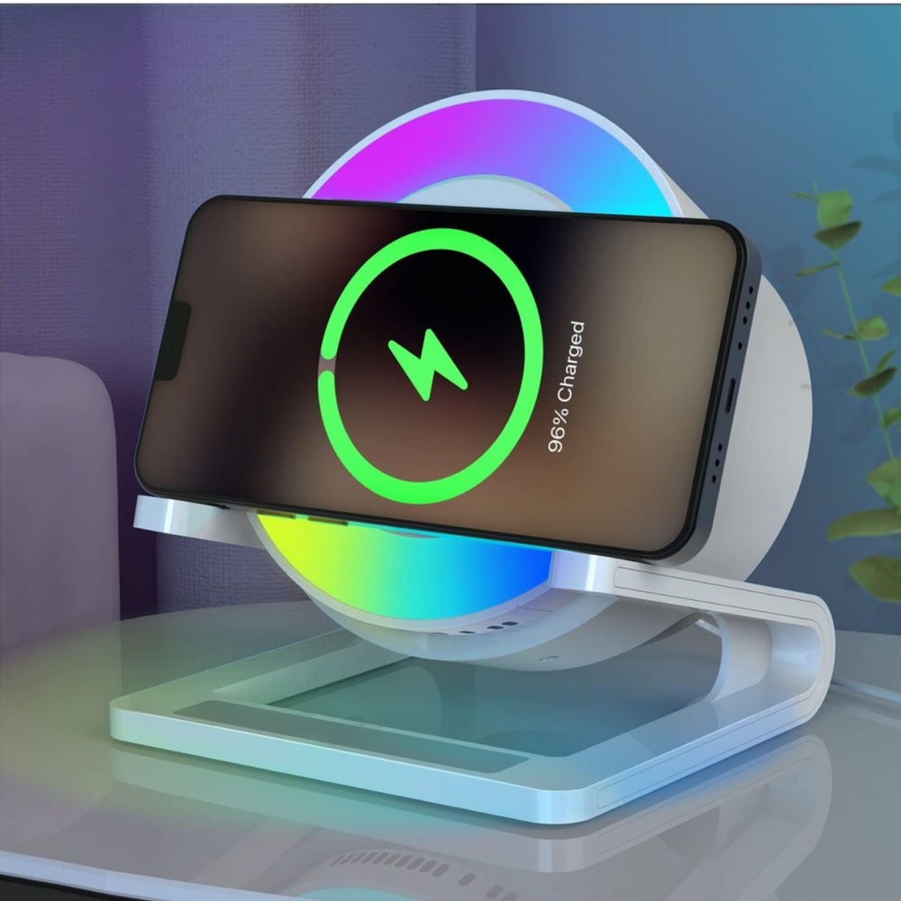 doopo Night Lights Bluetooth Speaker,Wireless Charger 15W with Phone Holder